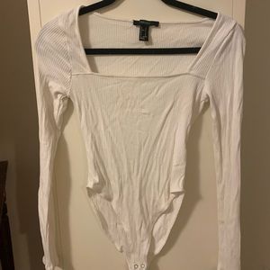 forever 21 white long sleeve bodysuit